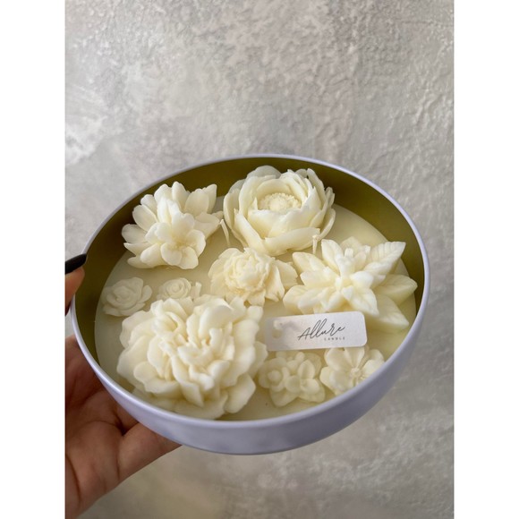 Flower Candle 12oz 3 wicks Custom Scent  Gift Container SoyWax Candle  HomeDecor - Picture 8 of 8